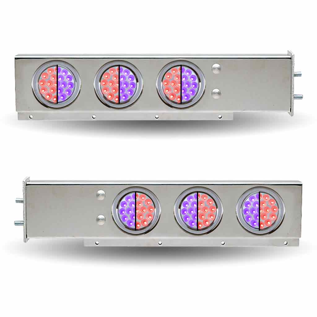 30″ Dual LED Mud Flap Hangers – 2 1/2″ Bolt Spacing | 4″ Dual LEDs (Clear Lens) | Stainless Steel