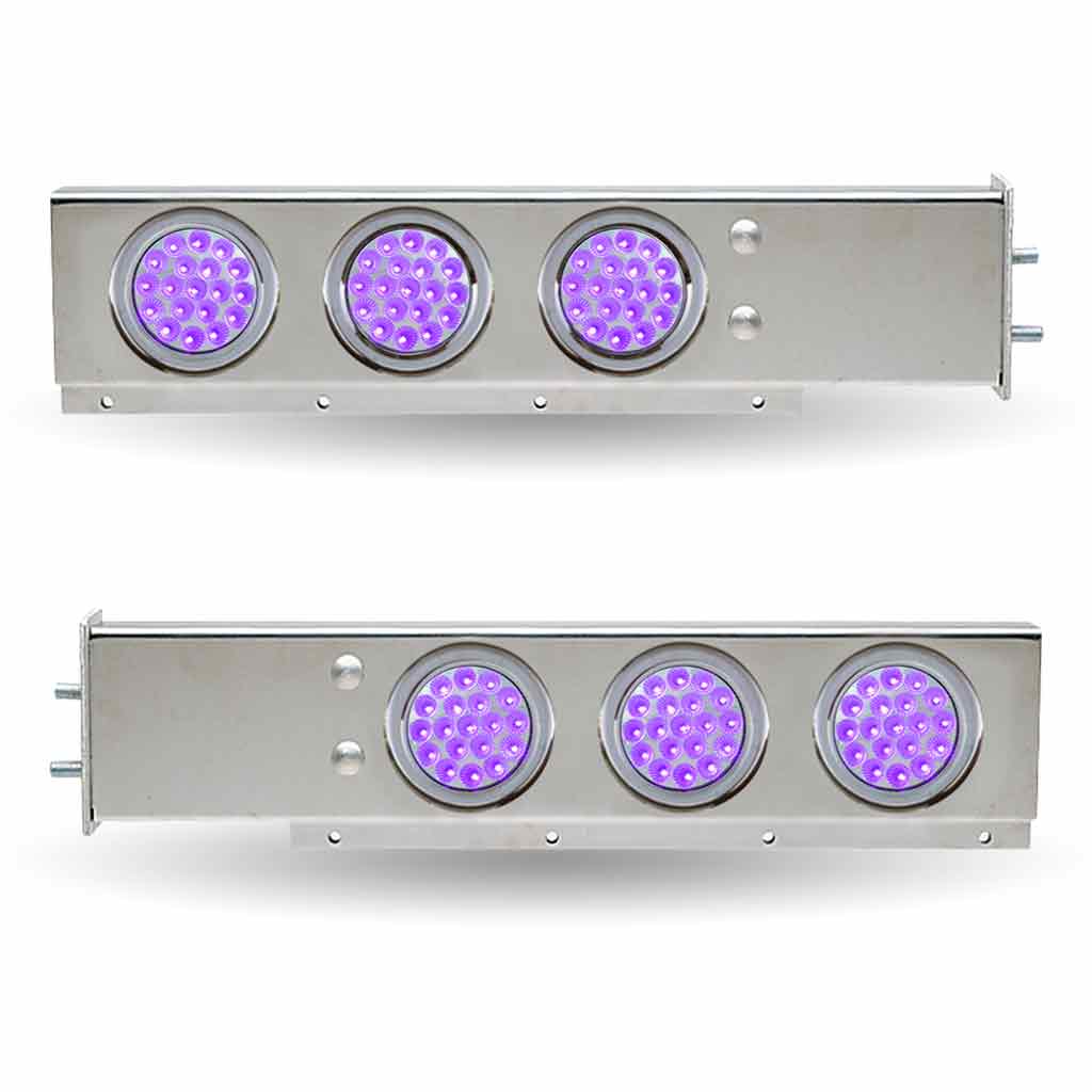 30″ Dual LED Mud Flap Hangers – 2 1/2″ Bolt Spacing | 4″ Dual LEDs (Clear Lens) | Stainless Steel
