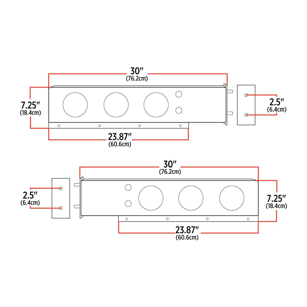 30″ Mud Flap Hangers – 2 1/2″ Bolt Spacing | 6 x 4″ Holes | Stainless Steel