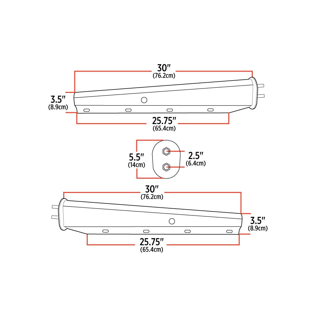 30″ Mud Flap Hangers – 2 1/2″ Bolt Spacing | Stainless Steel