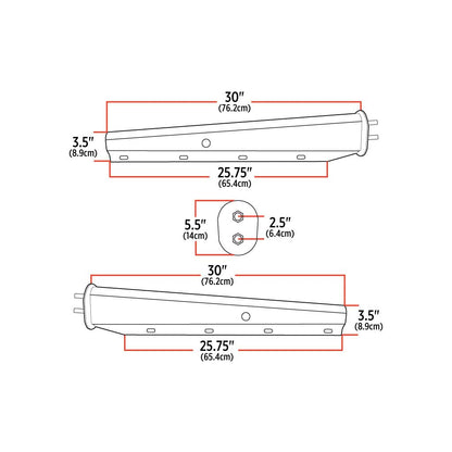30″ Mud Flap Hangers – 2 1/2″ Bolt Spacing | Stainless Steel