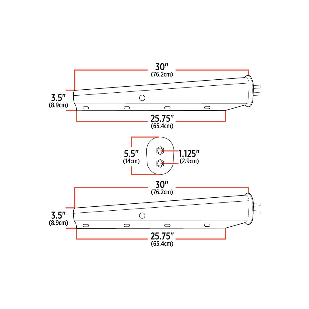 30″ Mud Flap Hangers – 1 1/8″ Bolt Spacing | Stainless Steel