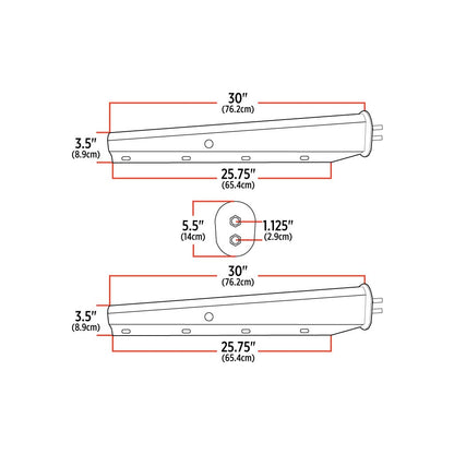 30″ Mud Flap Hangers – 1 1/8″ Bolt Spacing | Stainless Steel